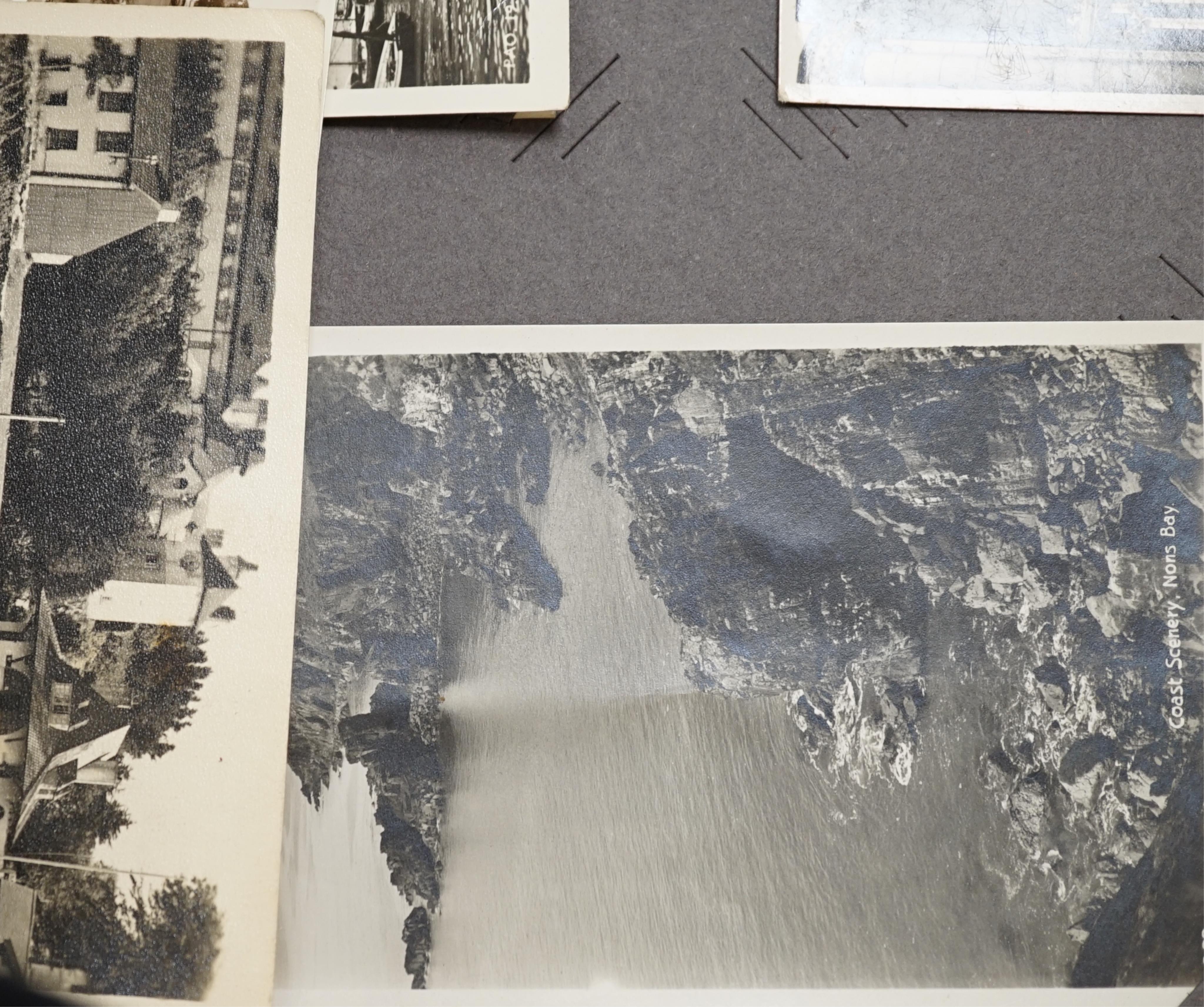 A collection of miscellaneous postcards in albums and an empty Victorian photograph album. Condition - poor to fair
